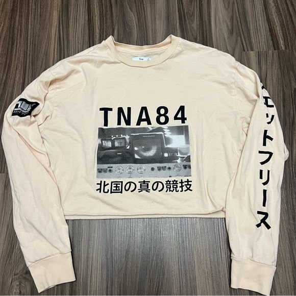 TNA women sz S Japan long sleeve crop top long sleeve cream - Picture 1 of 8